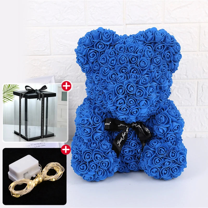 Rose Bear Artificial Flower With Box and Light