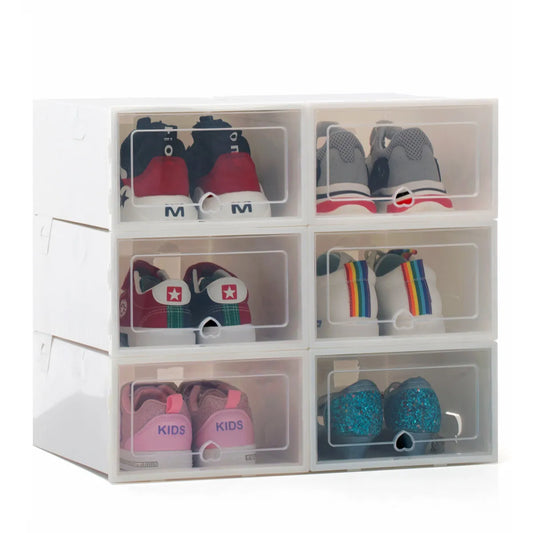 6pcs Transparent Shoe Box Plastic Foldable