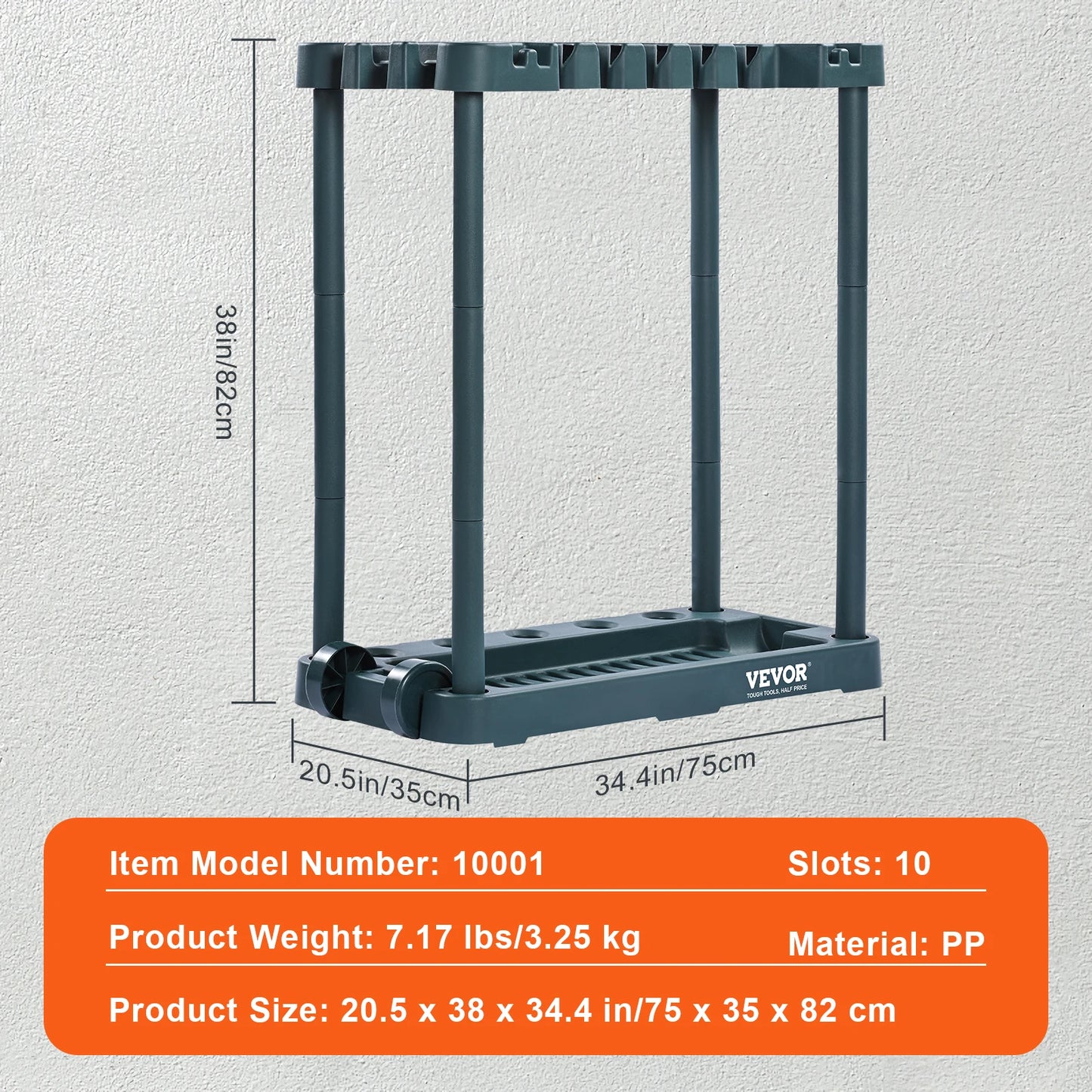 10 Slots Yard Garden Tool Organizer