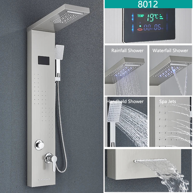 Bathroom LED Light, Rain, Waterfall Shower