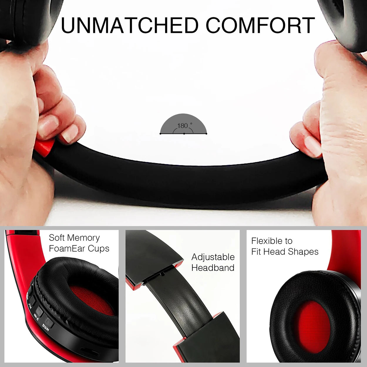 Wireless Bluetooth Headphones Stereo Headset with Mic for Smart Phone