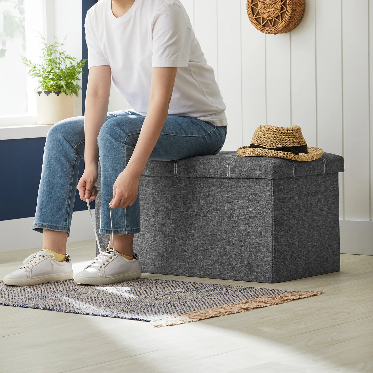 Ottoman Storage Bench, 21 Gal. Folding Chest