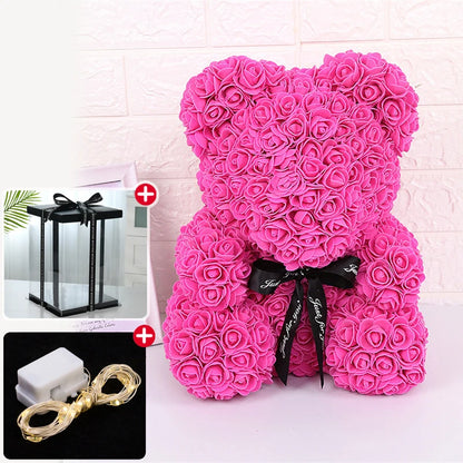 Rose Bear Artificial Flower With Box and Light