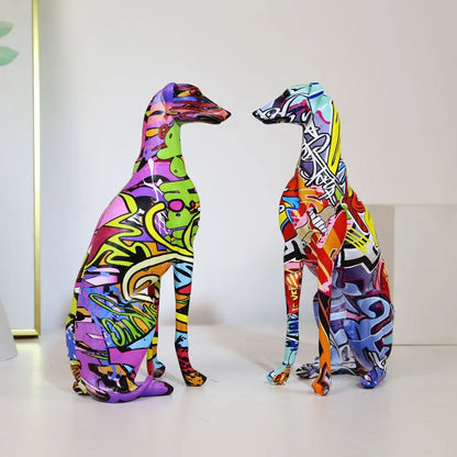 Modern Creative Painted Colorful Greyhound Wine Cabinet