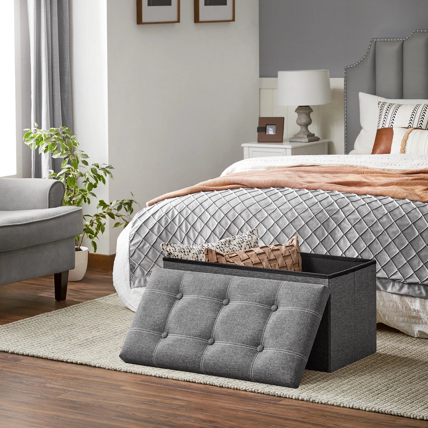 Ottoman Storage Bench, 21 Gal. Folding Chest