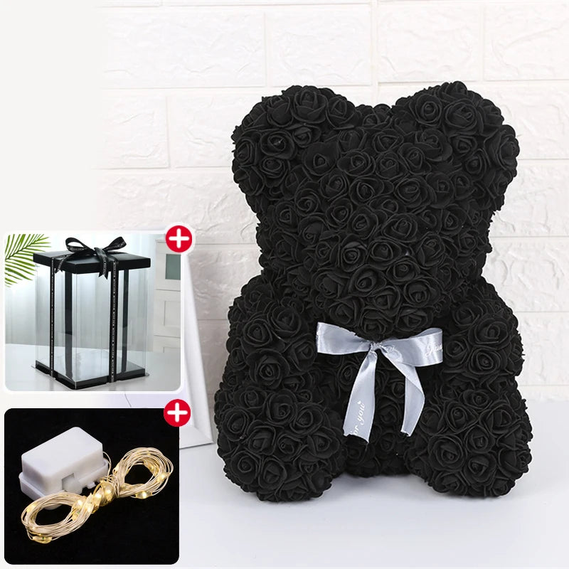 Rose Bear Artificial Flower With Box and Light