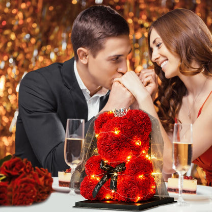 Rose Bear Artificial Flower With Box and Light