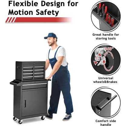Tool Chest, Storage Cabinet with Enhanced Packaging, Detachable Top Tool Box, Metal Cart