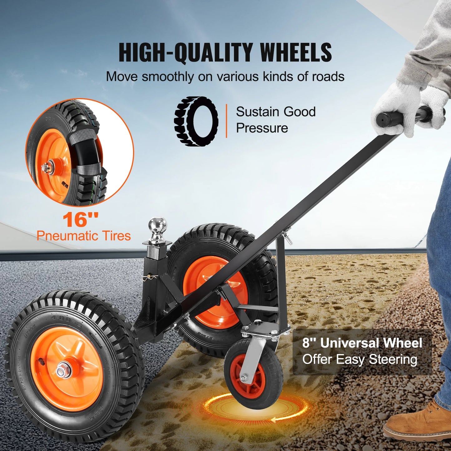 1000lbs Tongue Adjustable Trailer Dolly Carbon Steel