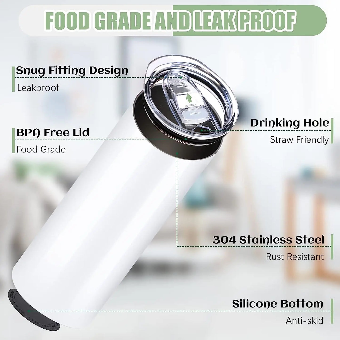 20 OZ Stainless Sublimation Tumblers Skinny Straight