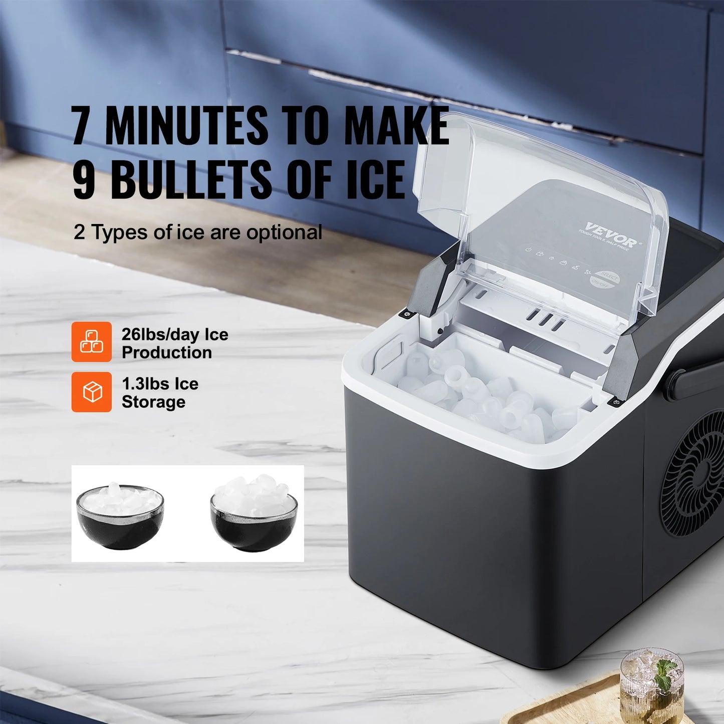 Countertop Ice Maker, Self-Cleaning  with Ice Scoop