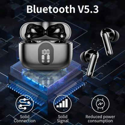 Earbuds with Bluetooth and 36 Hours of Playtime, LED Display