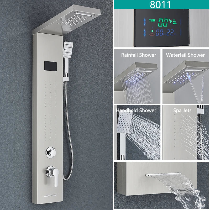 Bathroom LED Light, Rain, Waterfall Shower
