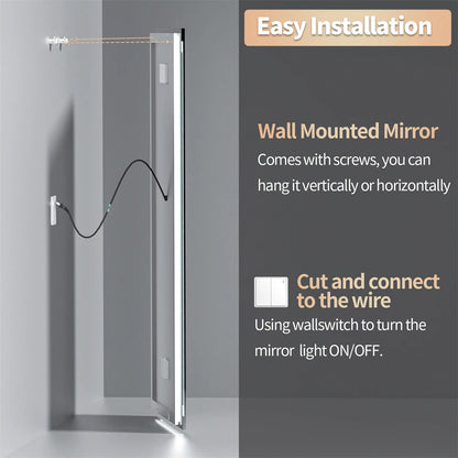 Bathroom Smart LED Vanity Mirror Wall Mounted  Bluetooth, Digital Display ,Anti Fog