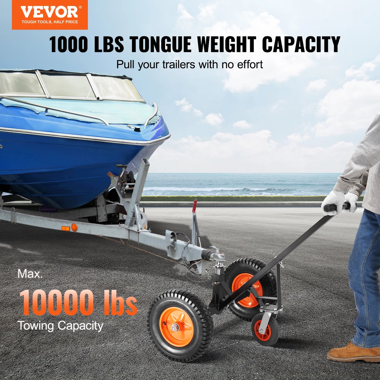 1000lbs Tongue Adjustable Trailer Dolly Carbon Steel