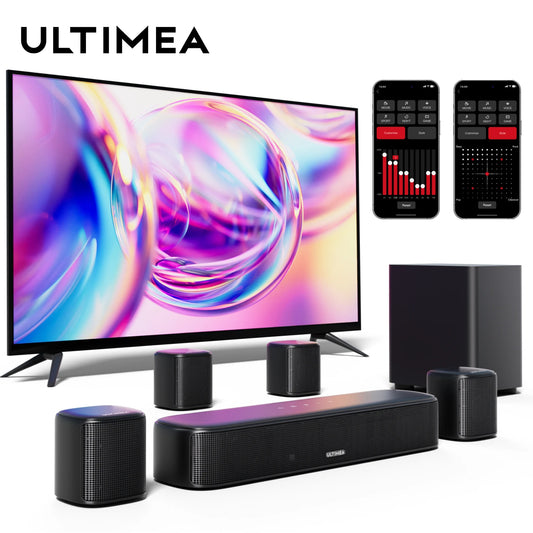 Virtual Surround Soundbar,  with Subwoofer and 4 Surround Speakers