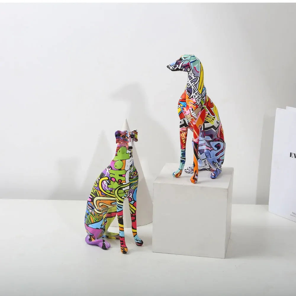 Modern Creative Painted Colorful Greyhound Wine Cabinet