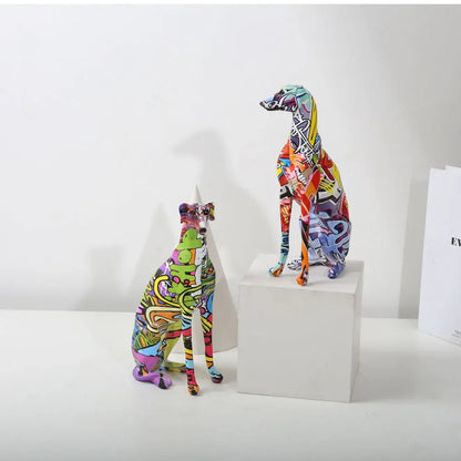 Modern Creative Painted Colorful Greyhound Wine Cabinet