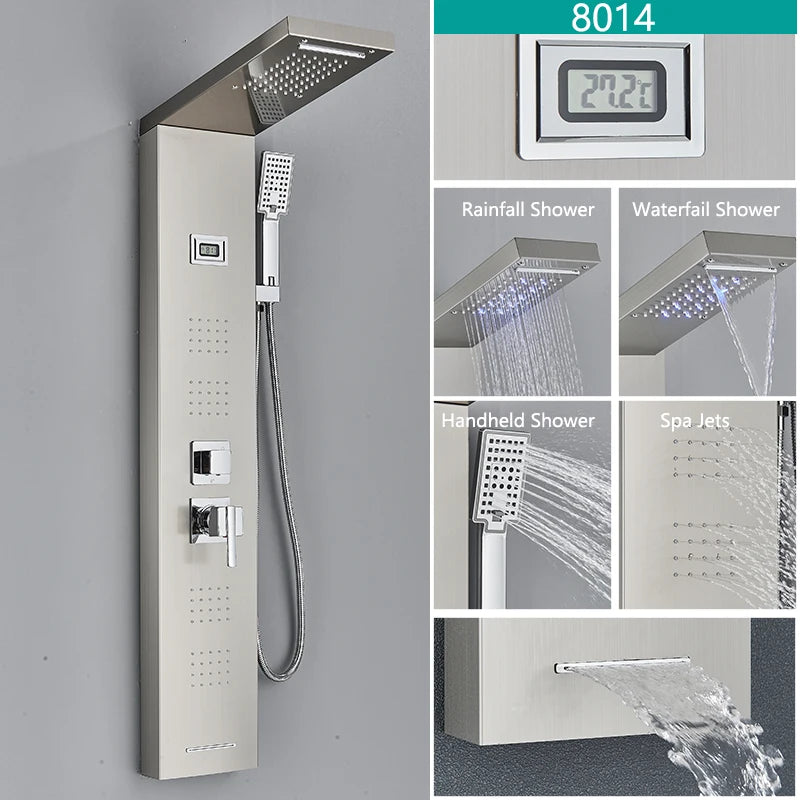Bathroom LED Light, Rain, Waterfall Shower