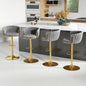 Set of 4, Velvet Swivel Barstools, Adjustable   Woven Backrest,