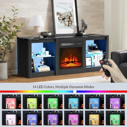 58 inch TV Stand with 18" Fireplace Inserts-Led Entertainment Center
