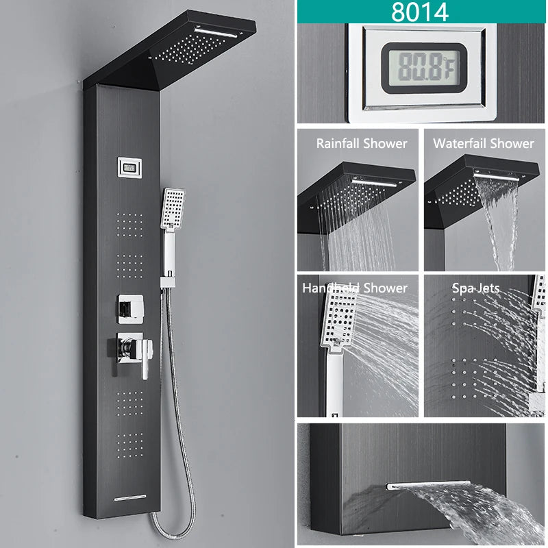 Bathroom LED Light, Rain, Waterfall Shower