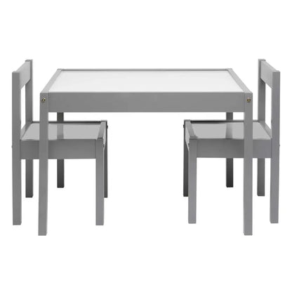 Child Table Chairs Set Grey Rubberwood Safety Round Edges