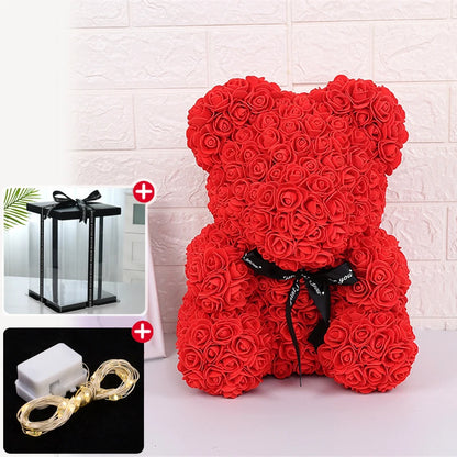 Rose Bear Artificial Flower With Box and Light