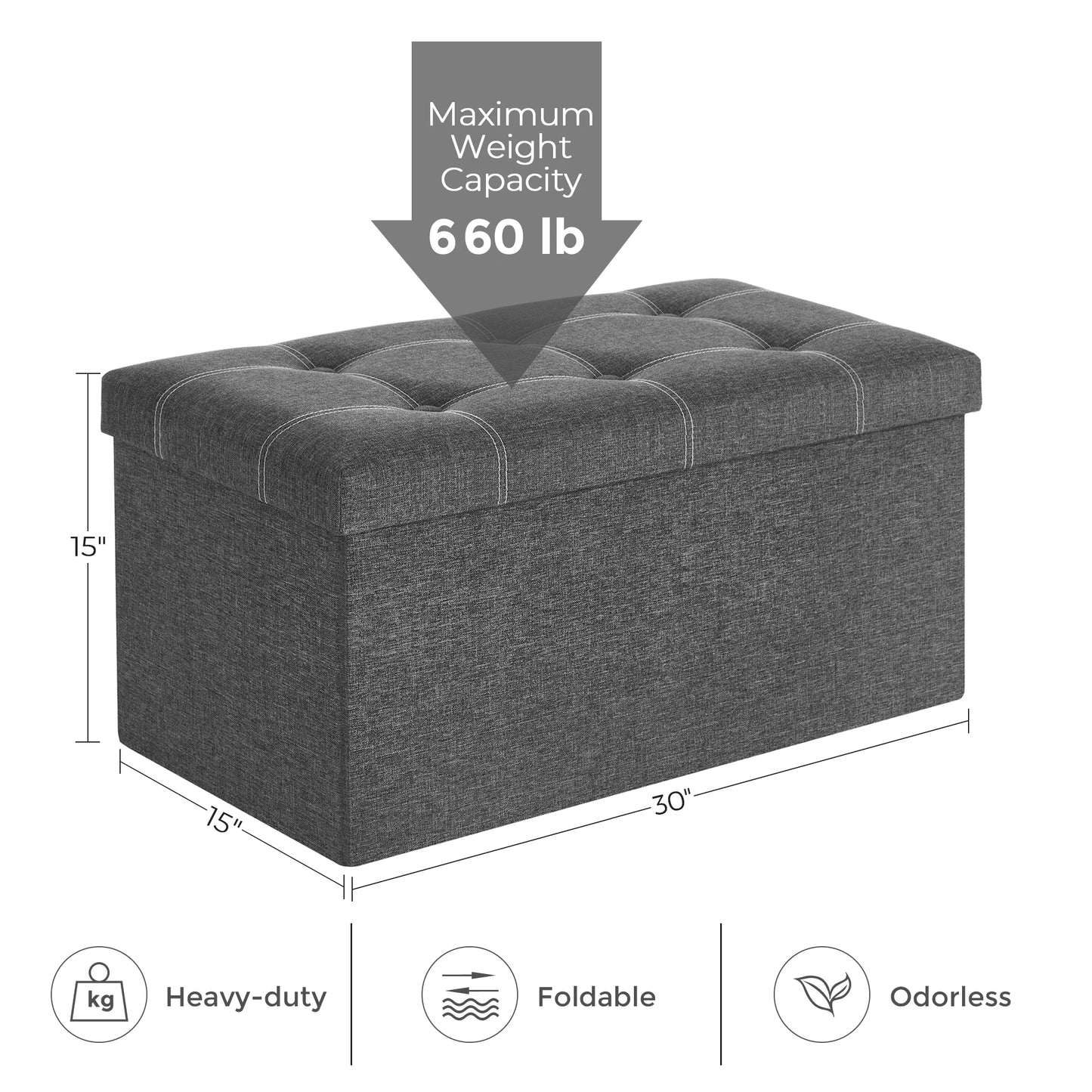 Ottoman Storage Bench, 21 Gal. Folding Chest