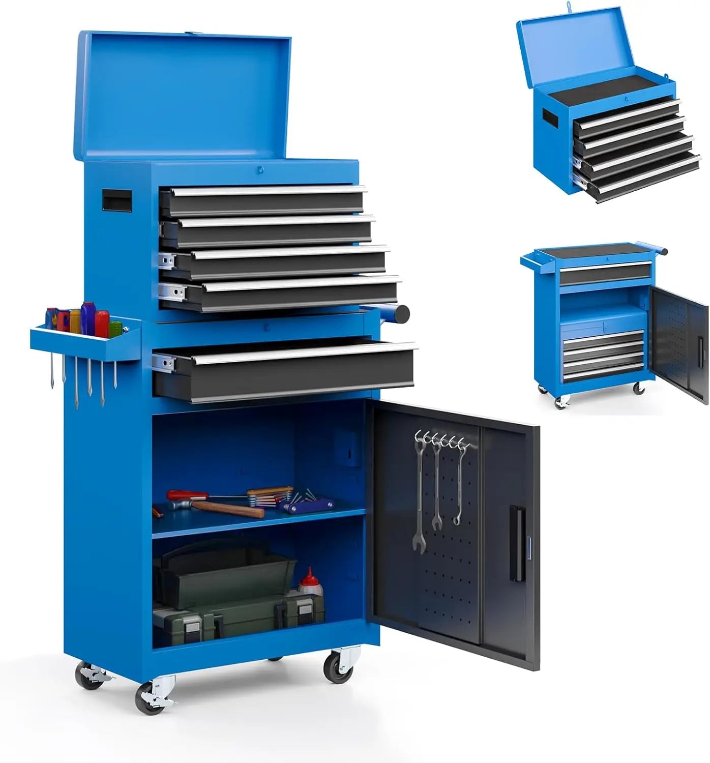 Tool Chest, Storage Cabinet with Enhanced Packaging, Detachable Top Tool Box, Metal Cart