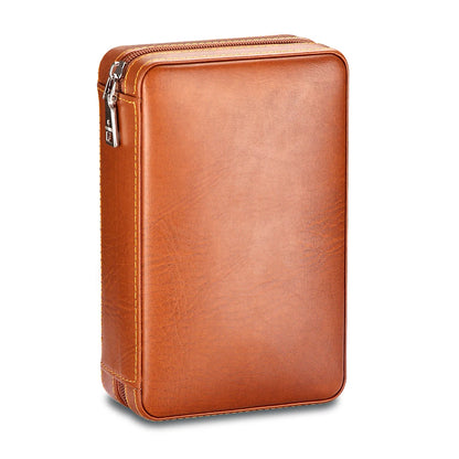 Portable Humidor Cigar Box Travel Case, Leather Cedar Wood