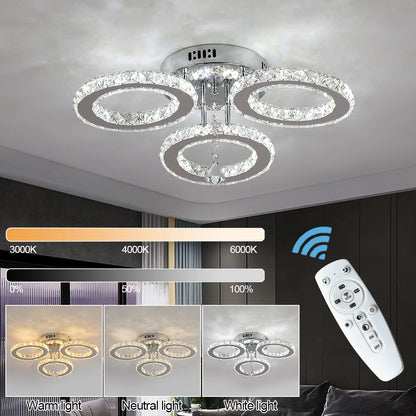 Crystal Led Ceiling Lamp With Remote Control Modern Chandelier
