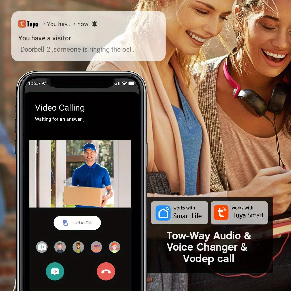Wi-Fi Video Doorbell Two-way Audio ,Easy To Install Real-time Notification