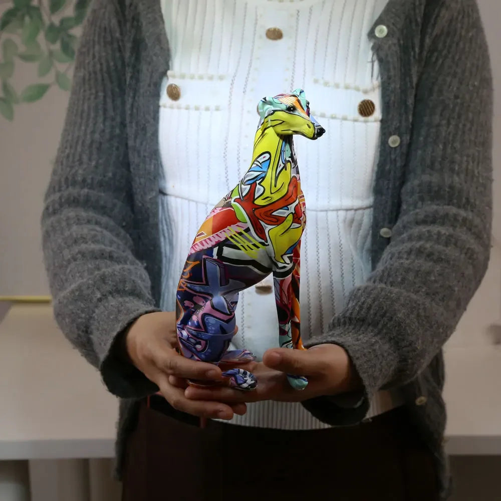 Modern Creative Painted Colorful Greyhound Wine Cabinet