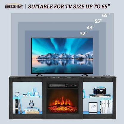 58 inch TV Stand with 18" Fireplace Inserts-Led Entertainment Center