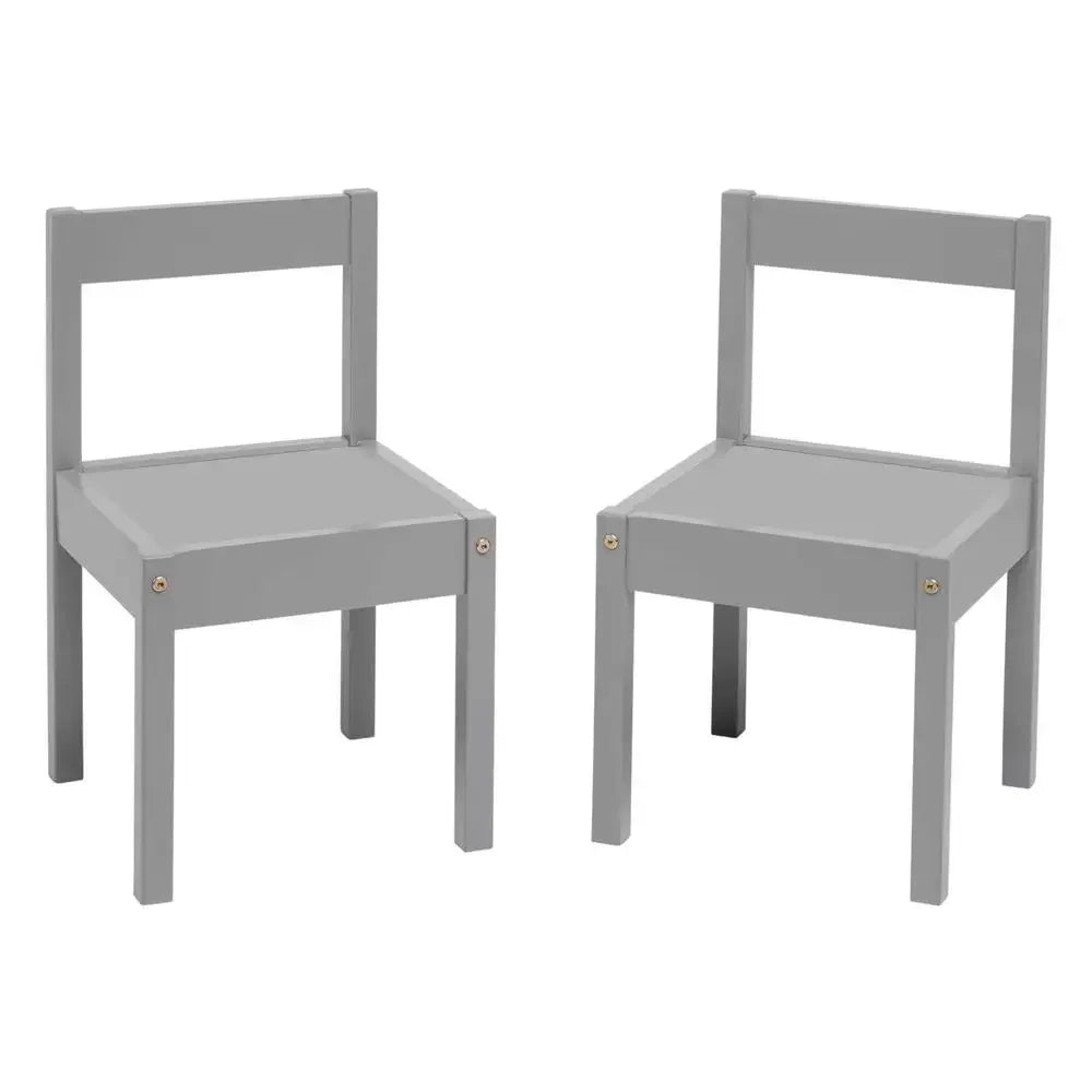 Child Table Chairs Set Grey Rubberwood Safety Round Edges