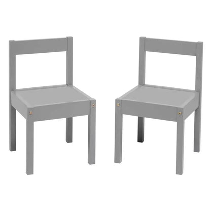 Child Table Chairs Set Grey Rubberwood Safety Round Edges