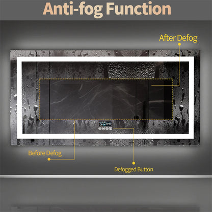 Bathroom Smart LED Vanity Mirror Wall Mounted  Bluetooth, Digital Display ,Anti Fog