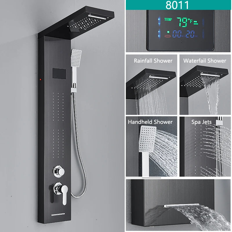 Bathroom LED Light, Rain, Waterfall Shower